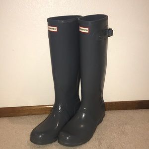 Gray Hunter Boots with Box and Care Kit